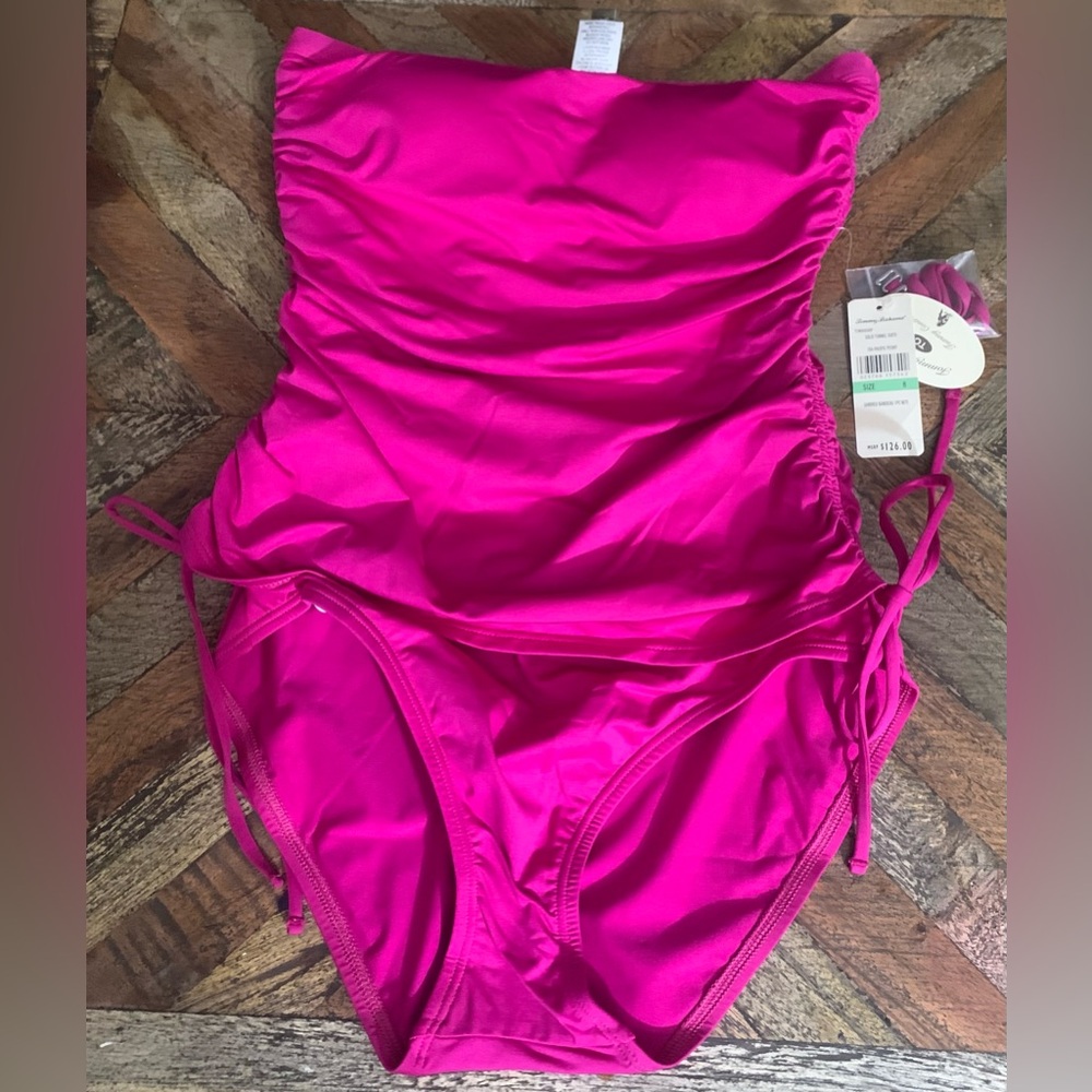 Tommy Bahama shirred bandeau 1 piece with side ties size 8. NWT